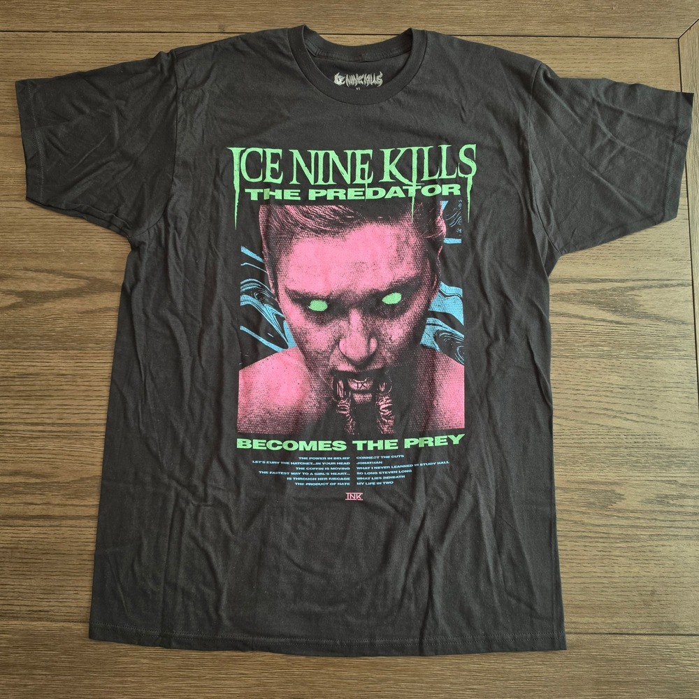 Ice Nine Kills The Predator Becomes The Prey Black Graphic T-Shirt Mens XL NWOT